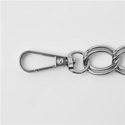 Цепочка для сумки, с карабинами, металлическая, двойная, 19×14 мм, 60 см, цвет серебряный