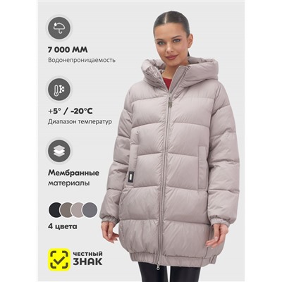 Куртка женская зимняя на резинке большого размера светло-коричневого цвета 7619SK