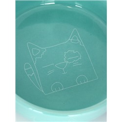 Миска керамическая "Meow" 300 мл, 13,4 x 4 cм, бирюзовая