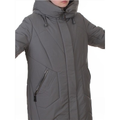 A618 GRAY/GREEN Пальто зимнее женское (верблюжья шерсть, 120 гр. холлофайбер)