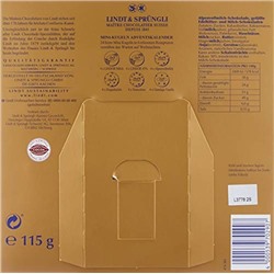 Lindt Mini-Tisch-Kalender Weihnachtszauber 115g, Линдт Адвент-каленадрь 2025, 24 сладких сюрприза, 19см х 19см, 115 г