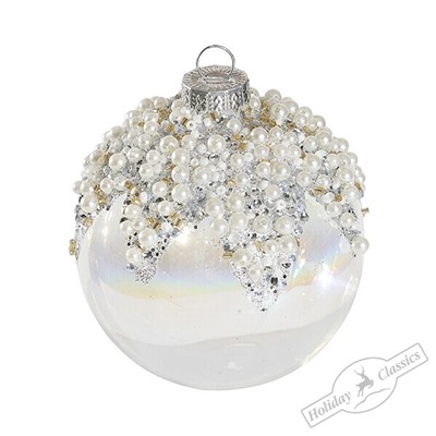 Шар зеркальный с жемчужинками (стекло) 8 см