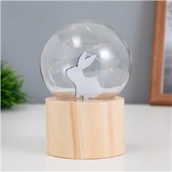 Фигурка светящаяся RISALUX «Заяц», LED-ночник, 3хAG10, шар-8 см, 6.5×6.5×11.5 см