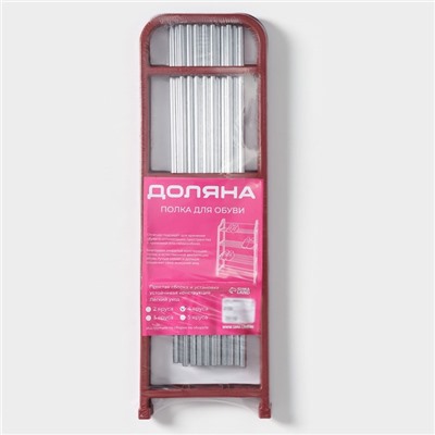 Обувница Доляна, 4 яруса, 50×19×59 см, цвет красный