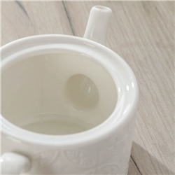 Набор чайный Доляна «Эстет. Орнамент», 3 предмета: чайник 400 мл, 2 кружки 280 мл, фарфор, белый