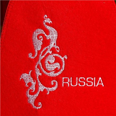 Шапка для бани и сауны «Russia» красная, экофетр, «Добропаровъ»