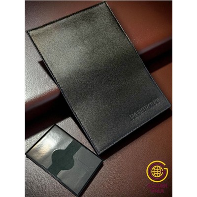 Обложка для паспорта из кожи черная