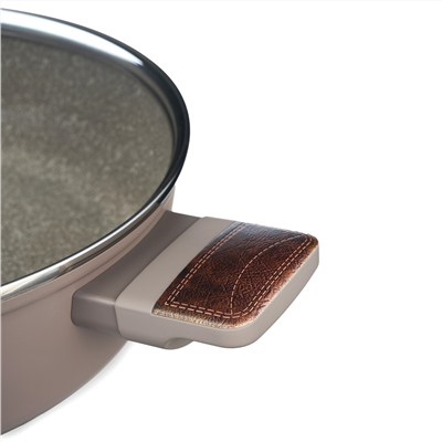 СОТЕЙНИК СО СТЕКЛ. КРЫШКОЙ И АНТИПРИГАРНЫМ ПОКРЫТИЕМ PFLUON MARBLE, 26*7,5 СМ