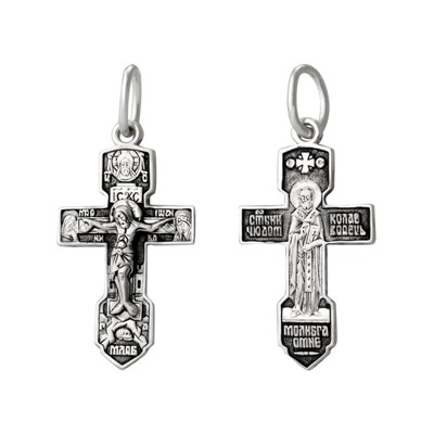 Крест (Свт.Николай) из серебра литье частичное чернение