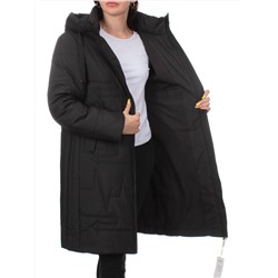 1073 BLACK Пальто зимнее облегченное женское (холлофайбер 150 гр.)