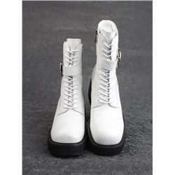 01- GZ6115-G71-N101 WHITE Ботинки демисезонные женские (натуральная кожа)