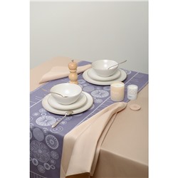 Скатерть бежевого цвета с фактурным жаккардовым рисунком из хлопка из коллекции Essential, 180х180 см