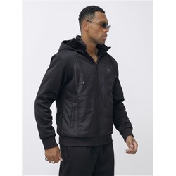 Спортивный костюм мужской зимний с начесом черного цвета 7335_1Ch