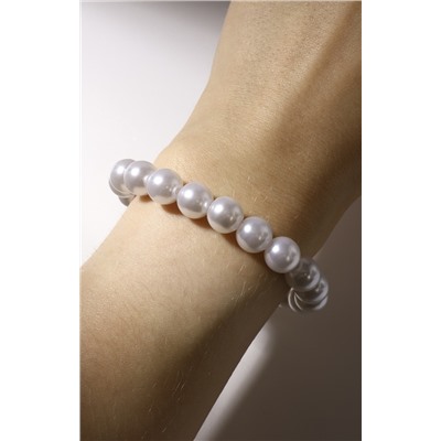 Браслет жемчуг «Сердечко» для фото, шар №10, белый в золоте, L=21 см