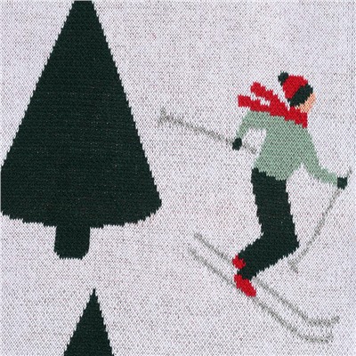 Плед из хлопка с новогодним рисунком Let's Ski из коллекции New Year Essential, 130x180 см