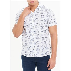 Short Sleeve Printed Linen Shirt
