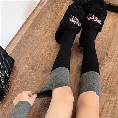 Black -gray stitching socks, long cylinders in autumn and winter women's socks, knee -knee jkmore leg socks ins, sock socks, thin red books