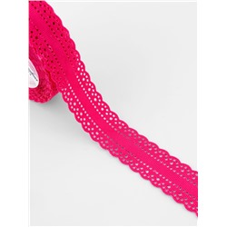 Лента декоративная, репсовая, с ажурным краем, 25 мм, 9.1±0.5 м, малиновая