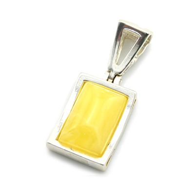 Подвеска Прямоугольник 11*15мм с янтарем С925 цв.молочный, 2,5г