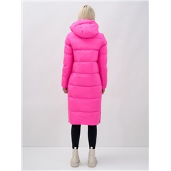 Пальто утепленное стеганное зимнее с капюшоном женское розового цвета 9628R