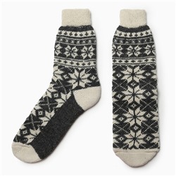 Носки женские новогодние шерстяные «Снежинка», серые, размер 23