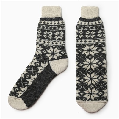 Носки женские новогодние шерстяные «Снежинка», серые, размер 23