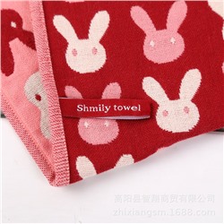 Export towels, home furnishings, four-layer cotton jacquard gauze rabbit face towel, soft water absorption souvenir factory price, four-layer thicker