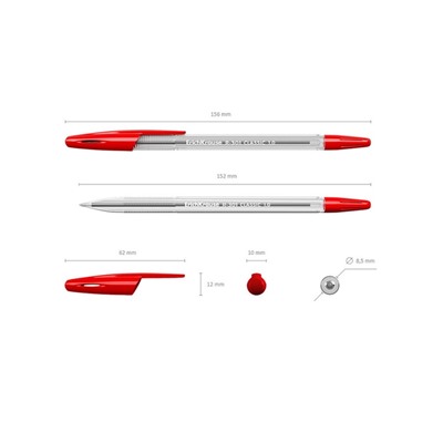 Ручка шариковая Erich Krause R=301 Classic Stick, узел 1.0 мм, чернила красные, длина линии письма 2000 метров, штрихкод на ручке