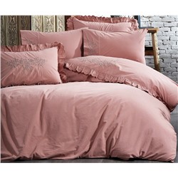 2 сп. Евро Комплект Постельного Белья Cotton Saten Elsa Şeftali XL - EcoCotton