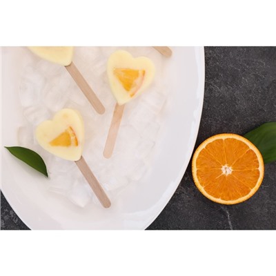 Форма для мороженого Доляна «Сердца. Макси», силикон, 49×6.5×2 см, 8 ячеек, палочки 50 шт., белая