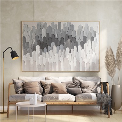 Панно декоративное с ручной росписью By Feel, 140х70 см, черно-белое