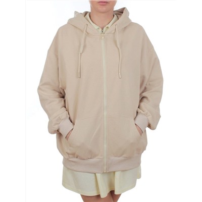 3265 BEIGE Худи на молнии женское (95% хлопок, 5% эластан)