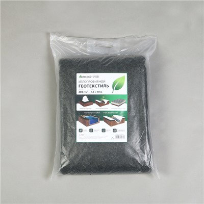 Геотекстиль иглопробивной, 10×1.5 м, плотность 200 г/м², с УФ-стабилизатором, чёрный, Greengo