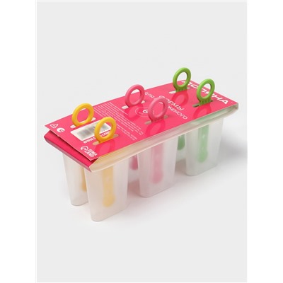 Форма для мороженого Доляна «Симпл», 6 ячеек, 50 мл, пластик, МИКС