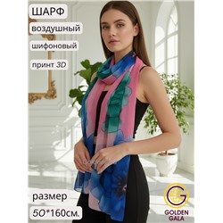 Шарф шифоновый с цветочным рисунком 3D Арт М52/6