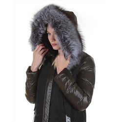 8179 DK. GREEN Пальто женское с натуральным мехом Jarius