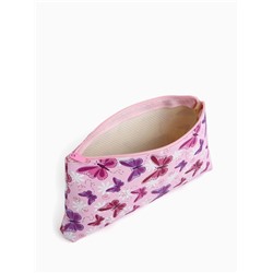 Косметичка-пенал на молнии, плоская, с ярким принтом, розовая/сиреневая