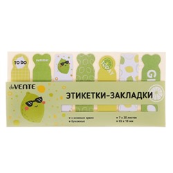 Закладки с клеевым краем бумажные deVENTE Lime, дизайн 18×65 мм, 7 цветов × 20 листов, в пластиковом пакете