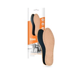 BRAUS Стельки Leather Carbon (кожа+латекс с активированным углем) БЕЖЕВЫЕ р.43-44