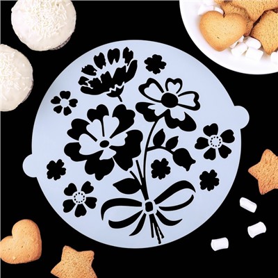 Набор кондитерских трафаретов для украшения выпечки «Букет», 8 шт.: 2 шт.: d=20 см, 6 шт.: d=8 см