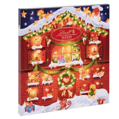 Lindt Teddy Adventskalender 128g, Линдт Адвент-календарь 2025 Тедди, 24 сладких сюрприза, 128 грамм