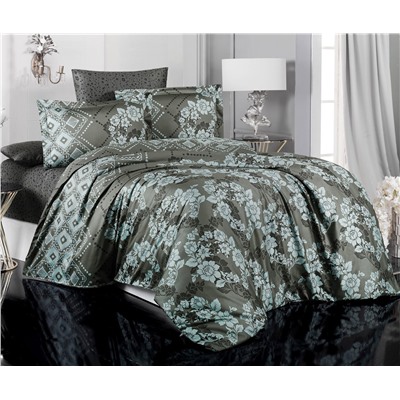 2 сп. Евро Комплект Постельного Белья Cotton Saten Freya Mint - Altınbaşak