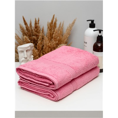 Комплект Полотенец 2 шт розовый косичка