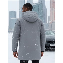 Парка зимняя мужская с капюшоном серого цвета 9533-1Sr