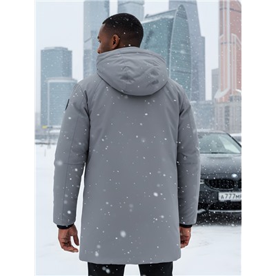 Парка зимняя мужская с капюшоном серого цвета 9533-1Sr