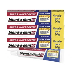blend-a-dent Complete extra stark 3stk x 70g, Сверхсильный крем для фиксации зубных протезов,