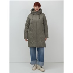 Пальто зимнее утепленное женское большого размера светло-коричневого цвета 7699SK