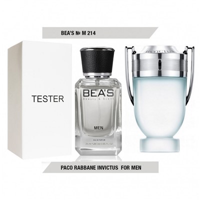 Tester Beas M214 Paco Rabanne Invictus Men edp 25 ml, Парфюм мужской Beas M214 создан по мотивам аромата Paco Rabanne Invictus