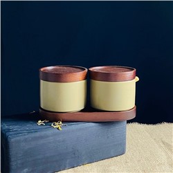 235-114 Набор из 2 банок 250мл с крышкамии ложками на подставке TROPICAL в под.уп.(х24)Фарфор