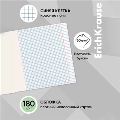 Тетрадь 24 листа в клетку, ErichKrause «Классика», обложка мелованный картон, зелёная